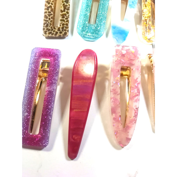 Hair Barrettes Clips Lot Of 8 Sparkles Retro Classic - Picture 6 of 11